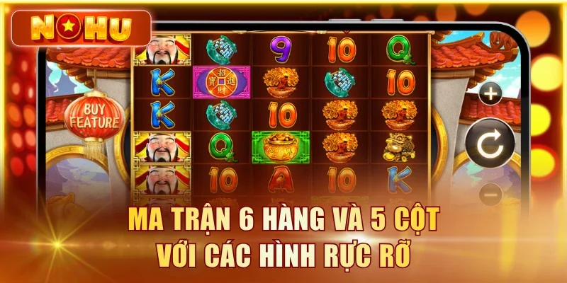 Ma trận 6 hàng và 5 cột với các hình rực rỡ